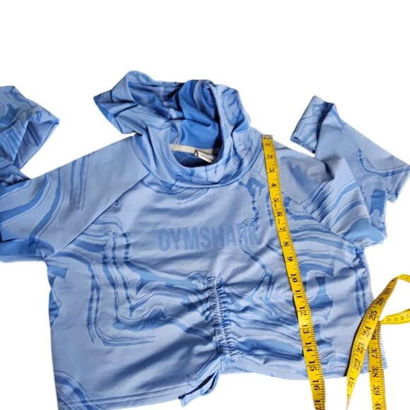 Gymshark Womens Power Hoodie, Cropped, Cinch Front, Long Sleeve, Blue, Small - Picture 6 of 7